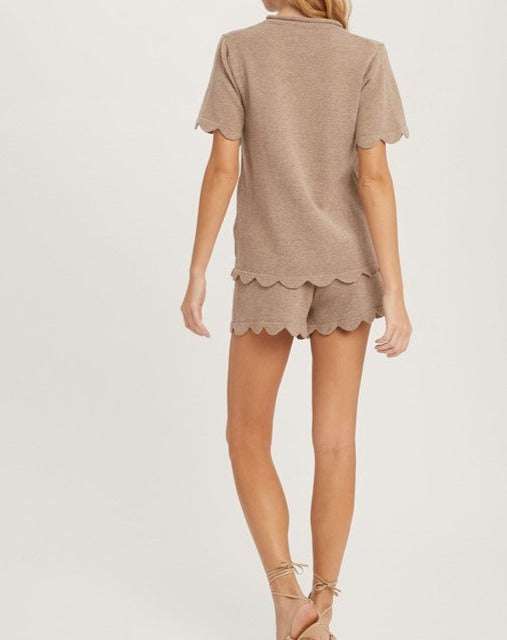 SCALLOP HEM SWEATER SET