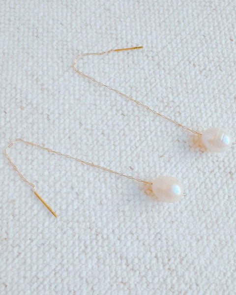 Freshwater Pearl Dainty Chain Earrings